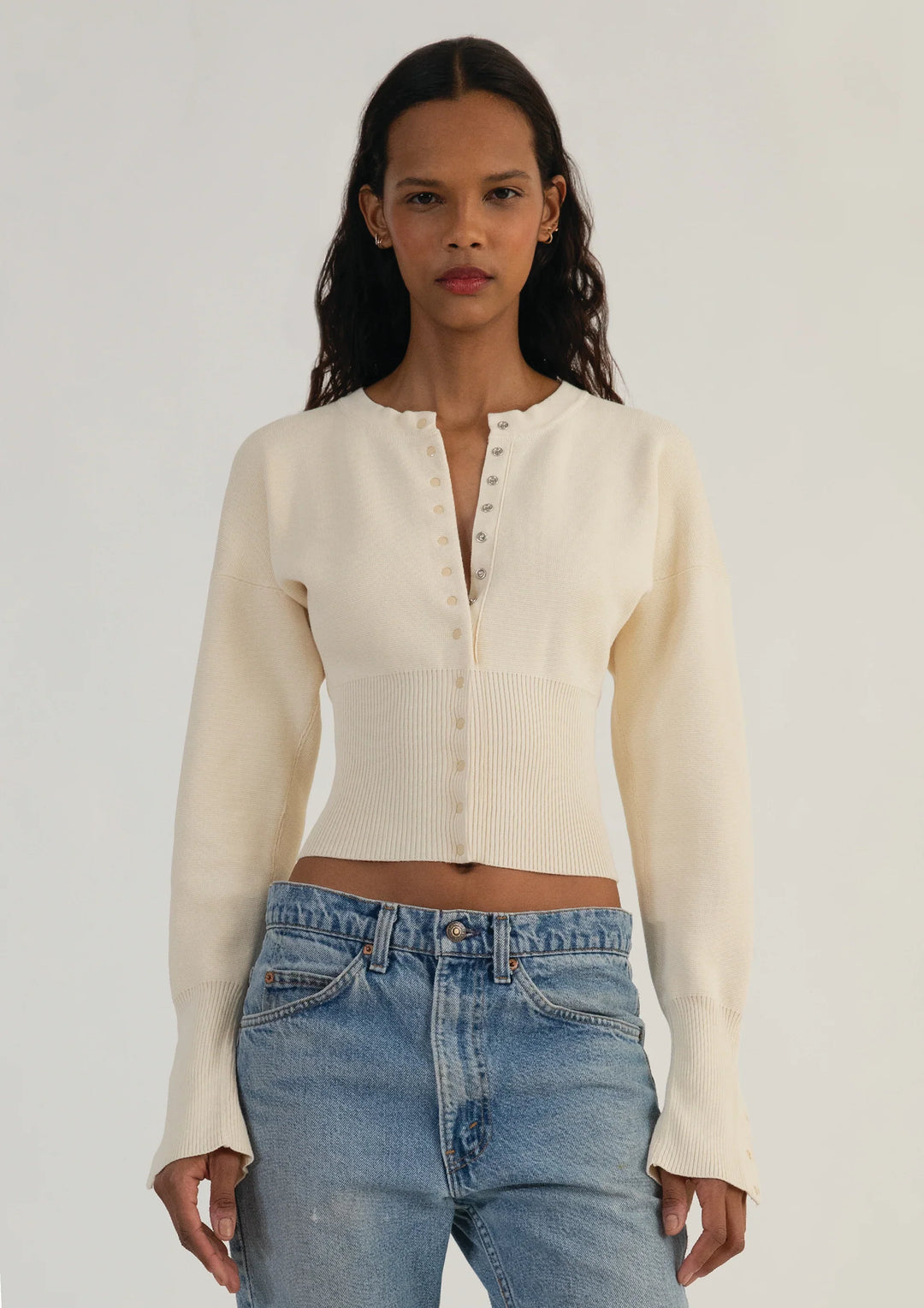 Evalora – Cardigan en maille à manches volumineuses