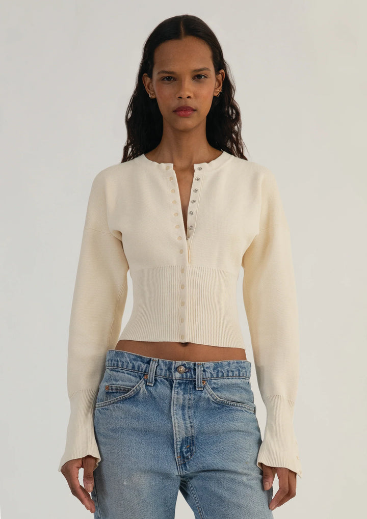 Evalora – Cardigan en maille à manches volumineuses